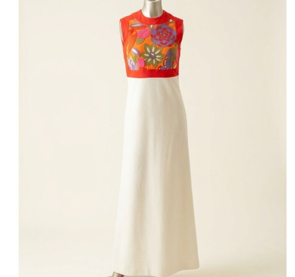 Vintage Mister Robert Floral Psychedelic Mod Maxi Dress Size Medium